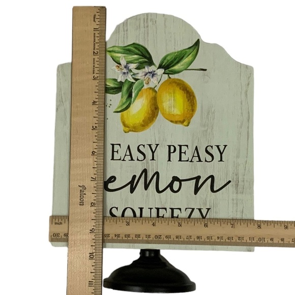 Lemon Decorative Pedestal Freestanding Sign Plaque Script Phrase Wood Metal - Picture 8 of 14